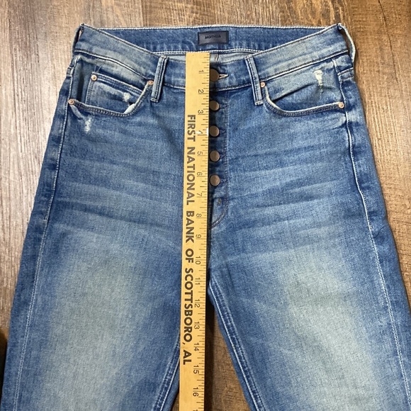 MOTHER PIXI DAZZLER ANKLE FRAY IN POPISM HIGH WAISTED RAW HEM STRAIGHT LEG SZ 26 - Picture 13 of 16